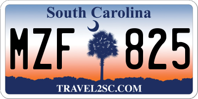 SC license plate MZF825