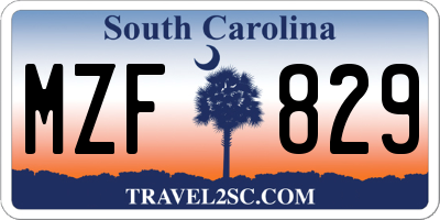 SC license plate MZF829