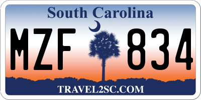 SC license plate MZF834