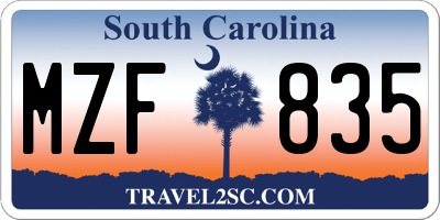 SC license plate MZF835