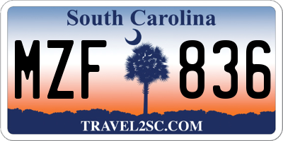 SC license plate MZF836