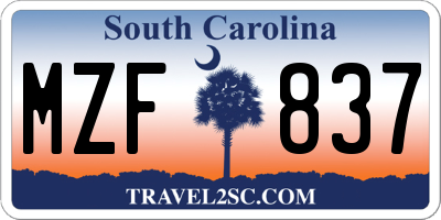 SC license plate MZF837