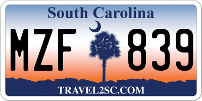 SC license plate MZF839