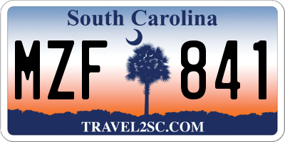 SC license plate MZF841