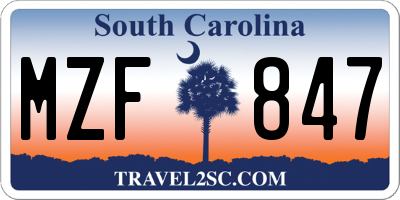 SC license plate MZF847