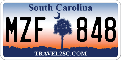 SC license plate MZF848