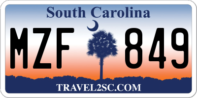 SC license plate MZF849
