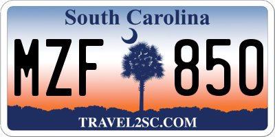 SC license plate MZF850