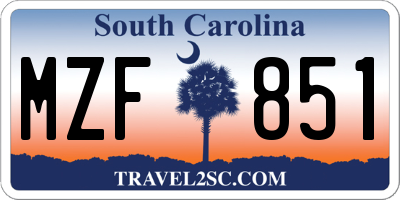 SC license plate MZF851