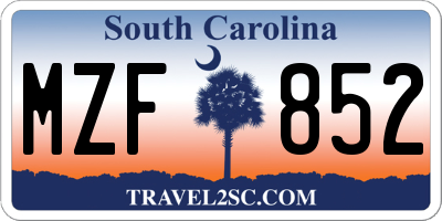 SC license plate MZF852
