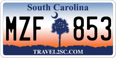 SC license plate MZF853
