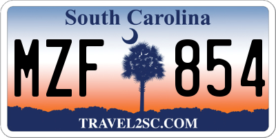 SC license plate MZF854