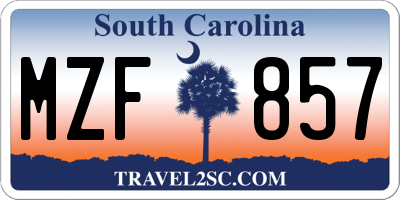 SC license plate MZF857