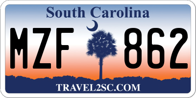SC license plate MZF862