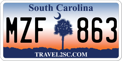SC license plate MZF863