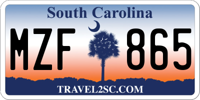 SC license plate MZF865