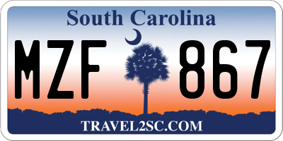 SC license plate MZF867