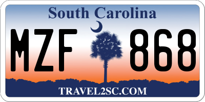 SC license plate MZF868