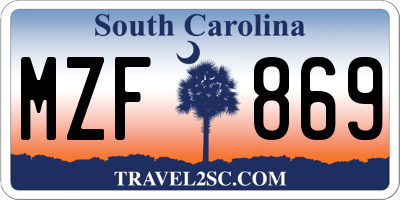 SC license plate MZF869