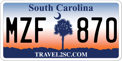 SC license plate MZF870