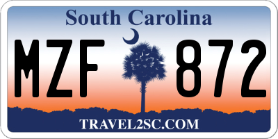SC license plate MZF872
