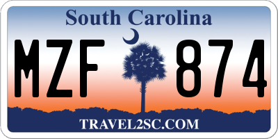 SC license plate MZF874