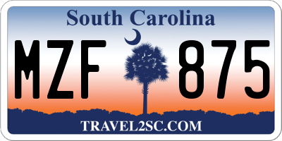 SC license plate MZF875
