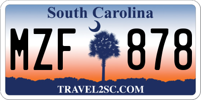 SC license plate MZF878