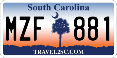 SC license plate MZF881