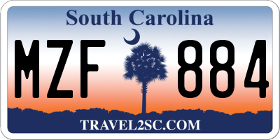 SC license plate MZF884