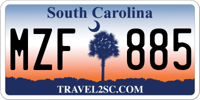 SC license plate MZF885