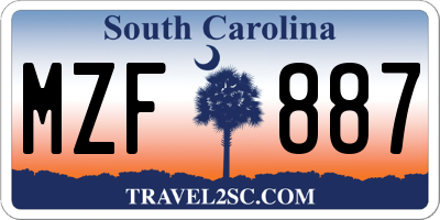 SC license plate MZF887