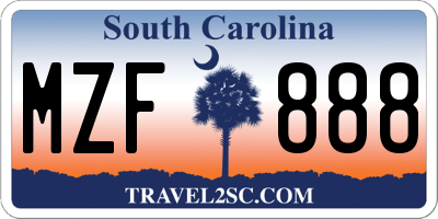 SC license plate MZF888