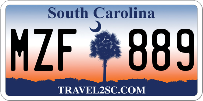 SC license plate MZF889