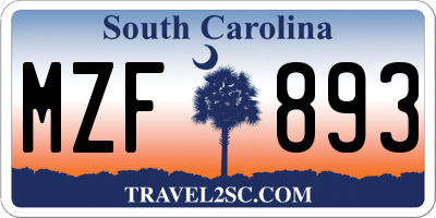 SC license plate MZF893