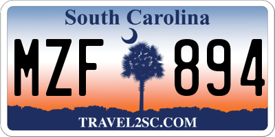 SC license plate MZF894