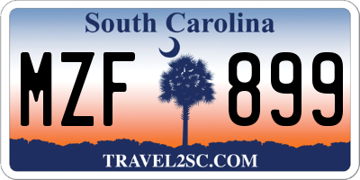 SC license plate MZF899