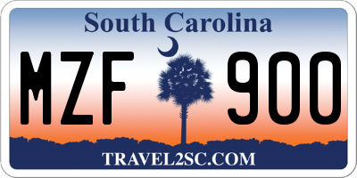 SC license plate MZF900