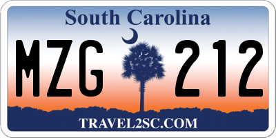 SC license plate MZG212