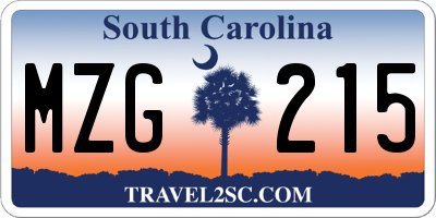 SC license plate MZG215