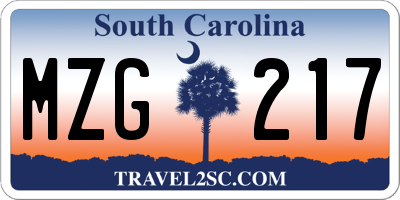 SC license plate MZG217