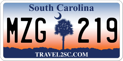 SC license plate MZG219