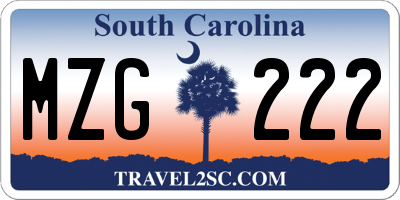 SC license plate MZG222