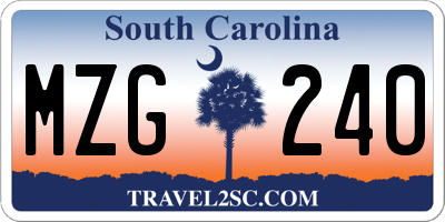 SC license plate MZG240