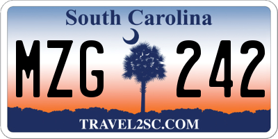 SC license plate MZG242