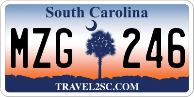 SC license plate MZG246