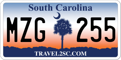 SC license plate MZG255