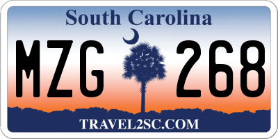 SC license plate MZG268