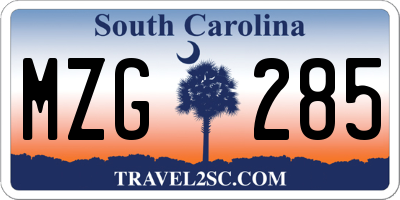 SC license plate MZG285