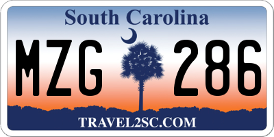 SC license plate MZG286